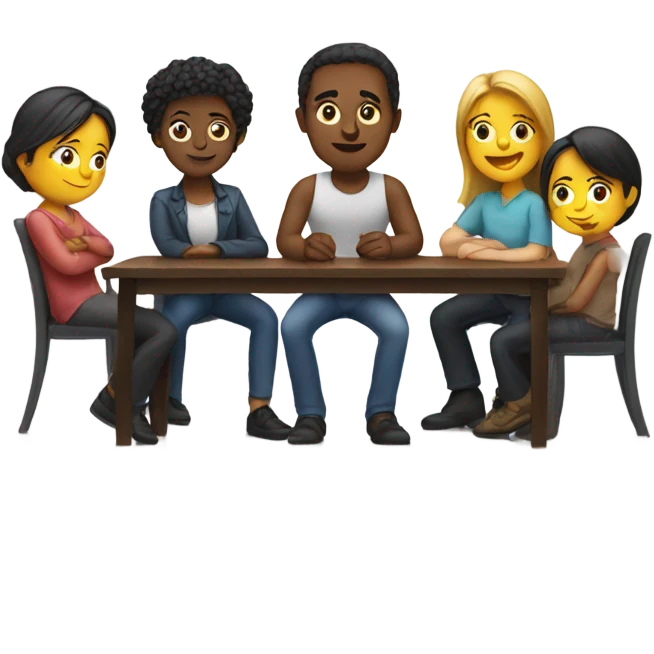 6 people sitting either side of a table emoji