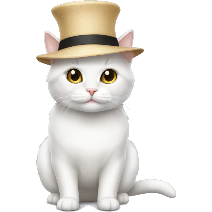 White munchkin cat standing hat emoji