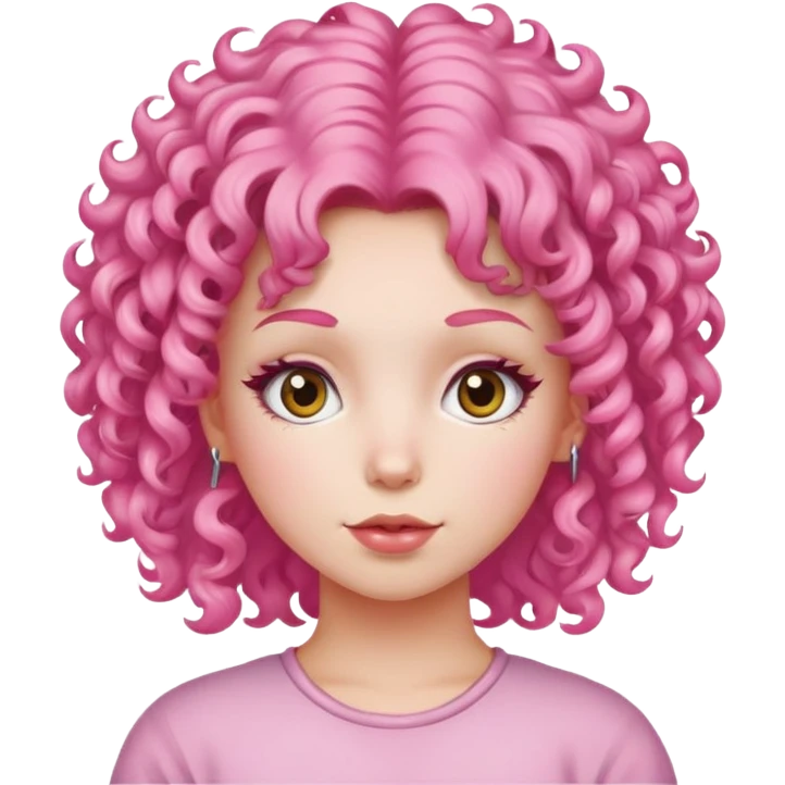 Girl with pink perm hair emoji