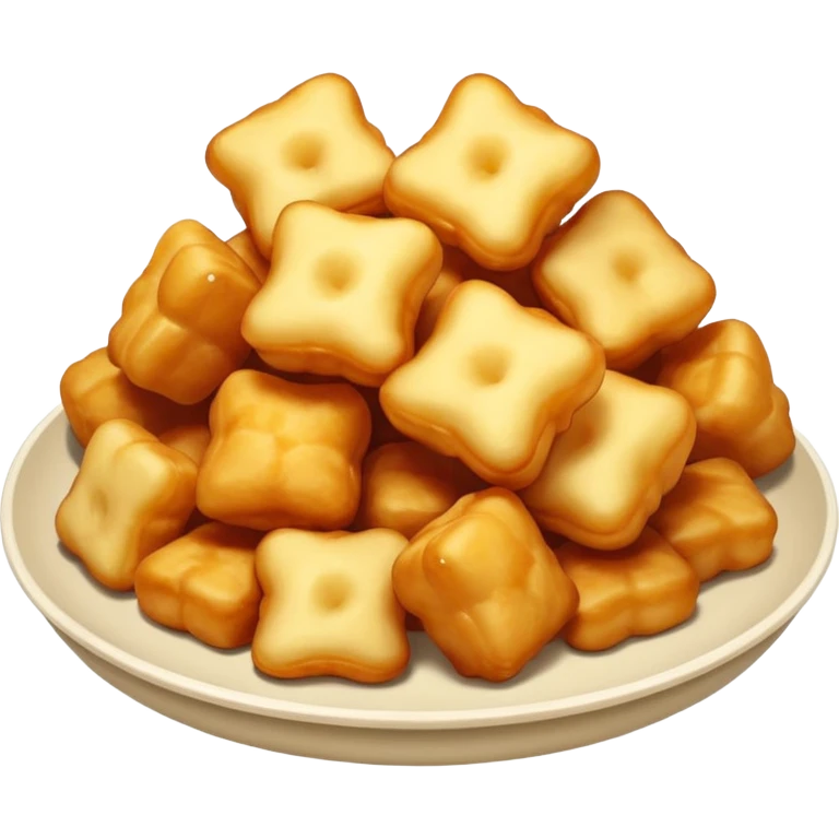 Fried cheese curds and make have faces and make them sleepy emoji
