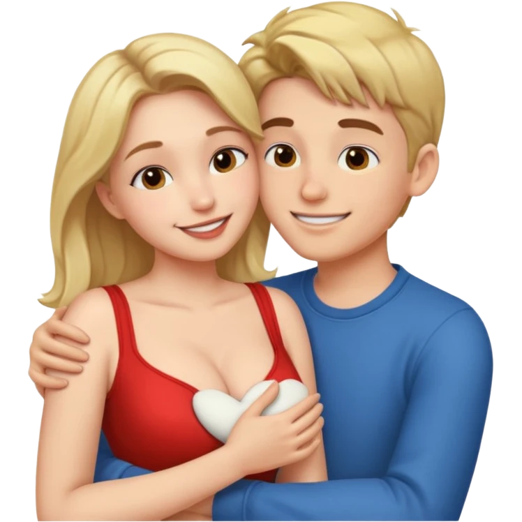 Boy kiss on boobs emoji