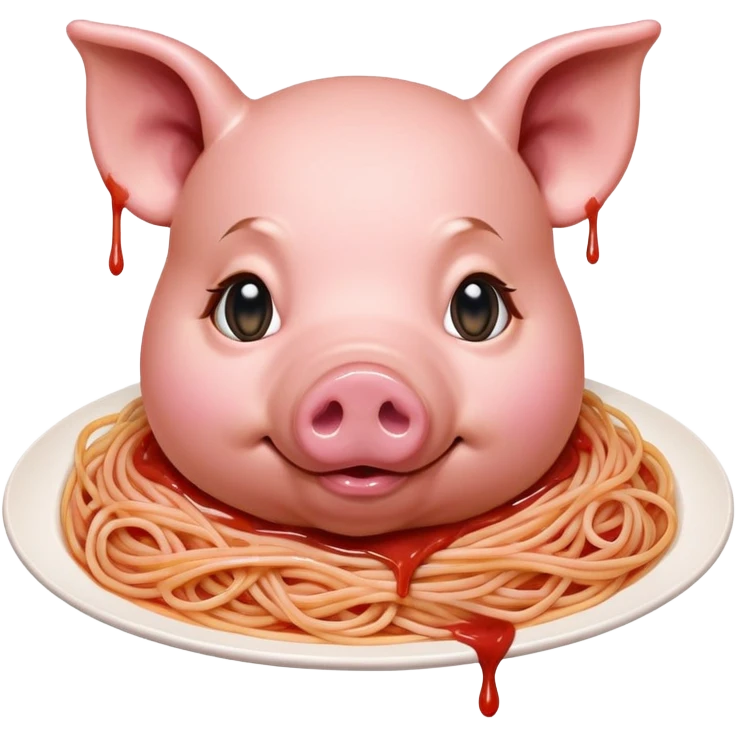 renaissance style pink dripping sauce spaghetti monalisa pig face portrait emoji