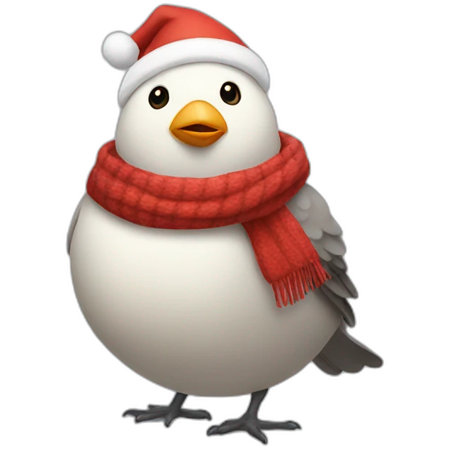 Fat Bird Santa wearing scarf emoji