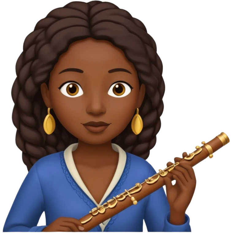 black woman playing flute emoji