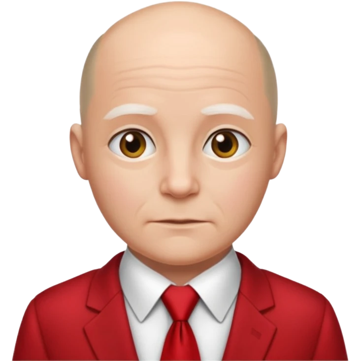 semi Bald with red necktie, red dress, age. emoji