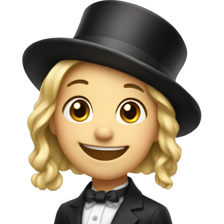 smiling girl in top hat emoji