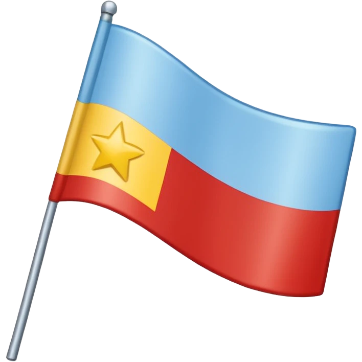 A horizontal flag with a light blue top (2/3 height), a white stripe (1/6), and a red stripe (1/6). Optional: three yellow stars in a downward triangle in the top-left corner. emoji