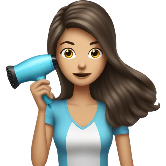 Brunette girl blow drying hair emoji