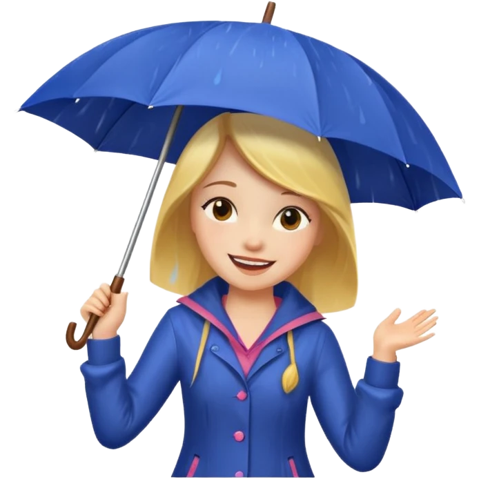 Girl dancing in rain with umbrella  emoji