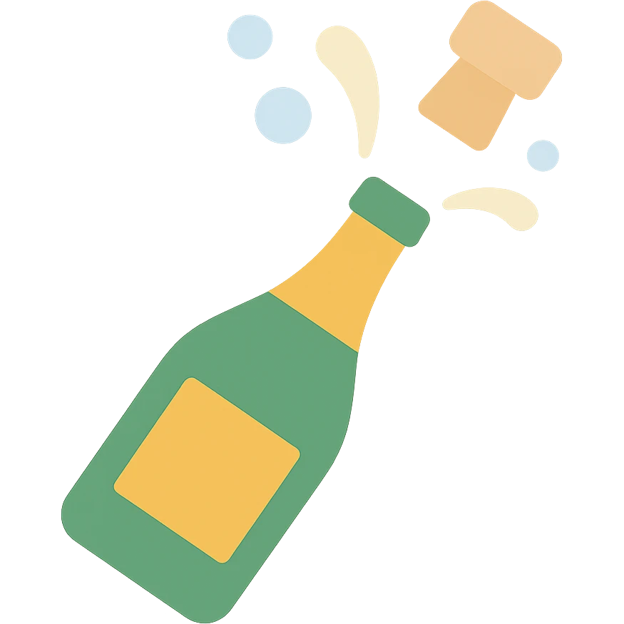 champagne bottle popping with bubbles emoji