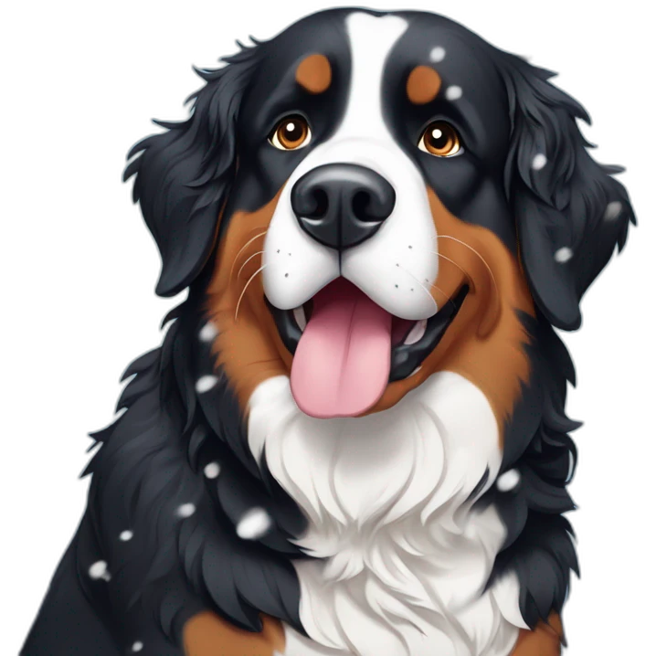 bernese mountain dog under big snowflakes emoji