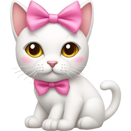 cat with pink bows on right side of ear emoji