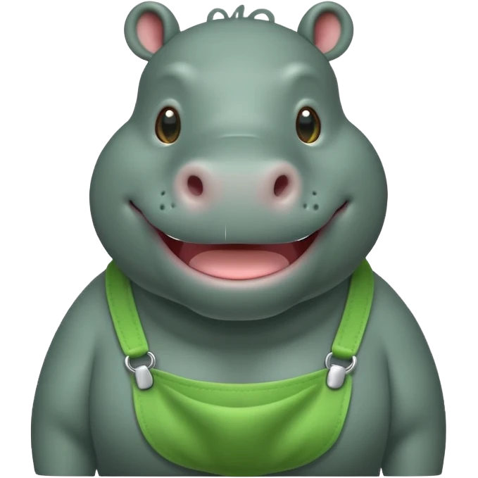 Green bib hippo emoji