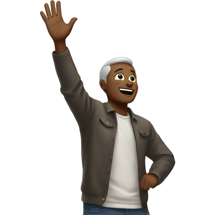 man raising both hands to the sky emoji