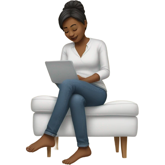 A mom on her phone with her feet up emoji