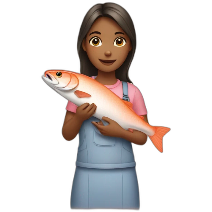 girl holding salmon emoji