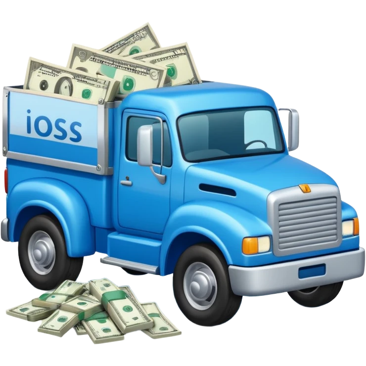 blue truck with money emoji