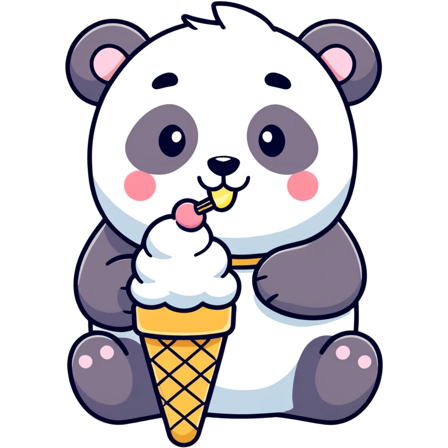 Panda eating ice cream emoji