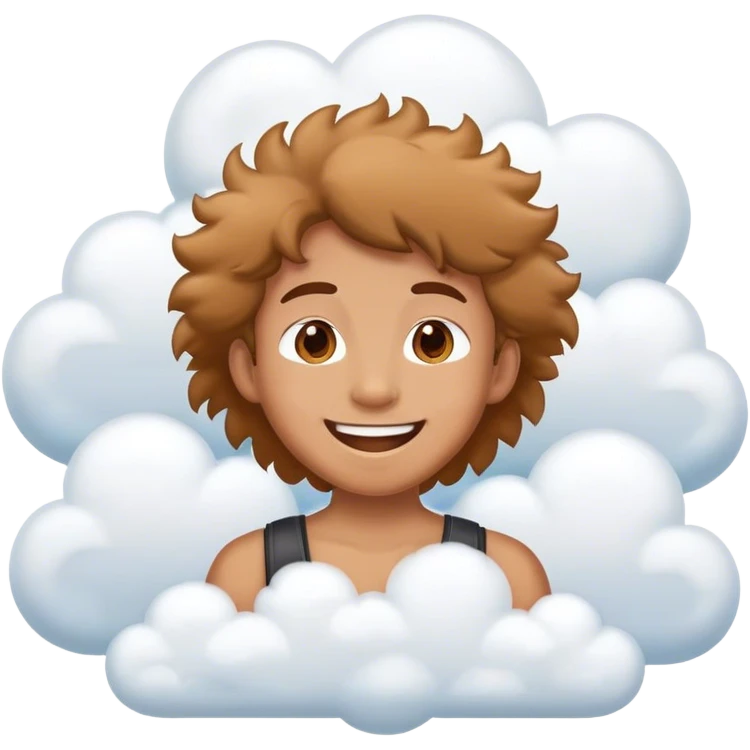 a happy face surrended by several clouds emoji