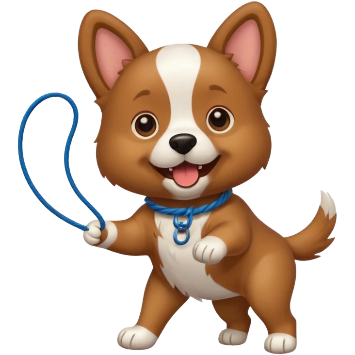 dog playing with a string toy emoji