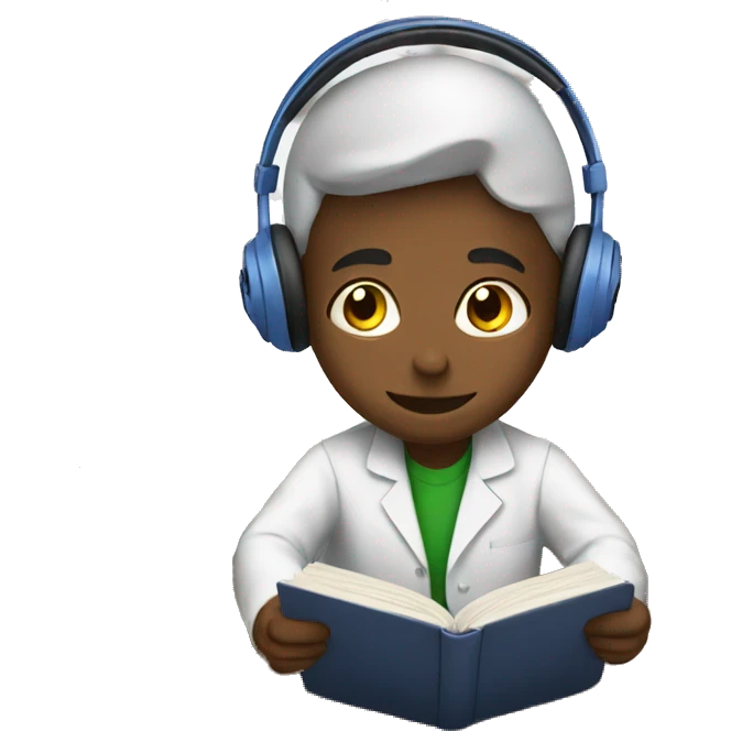boy wearing headphones and studying chemistry  emoji