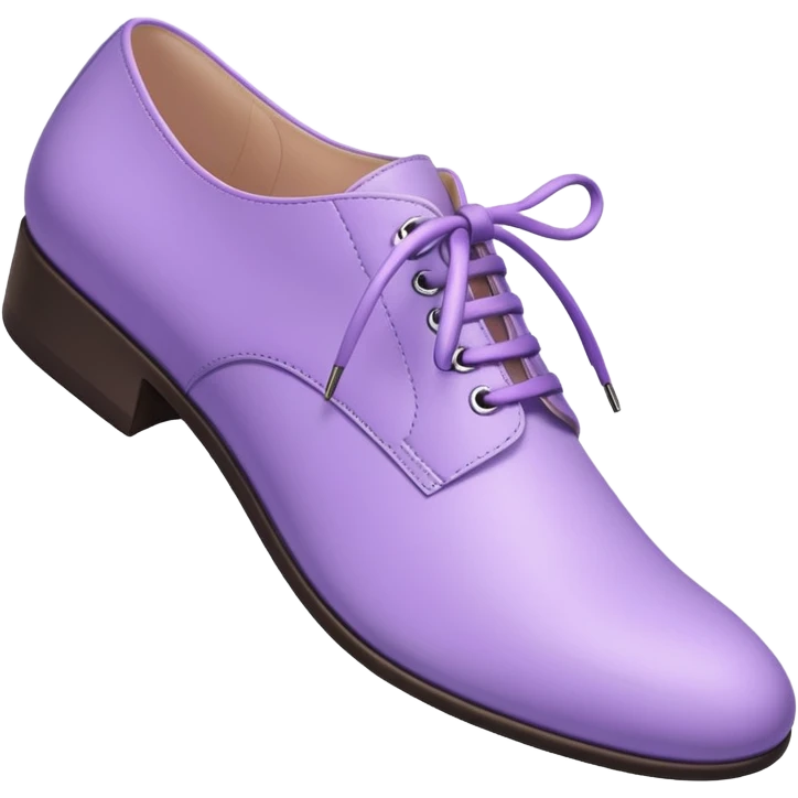 A 3D cartoon lavender-purple Formal shoes with soft texture, lace-up detail, and smooth reflections, isolated on plain background, Memoji-style. emoji