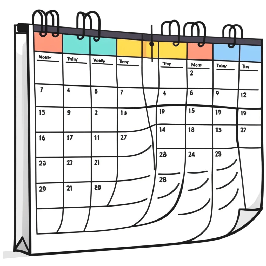 monthly content calendar visual with days and post icons emoji