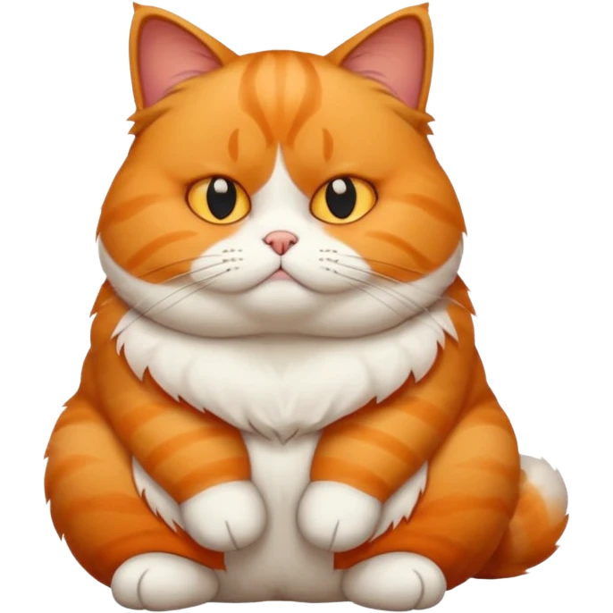 A fat cat sitting down and looking like they don’t care about it emoji