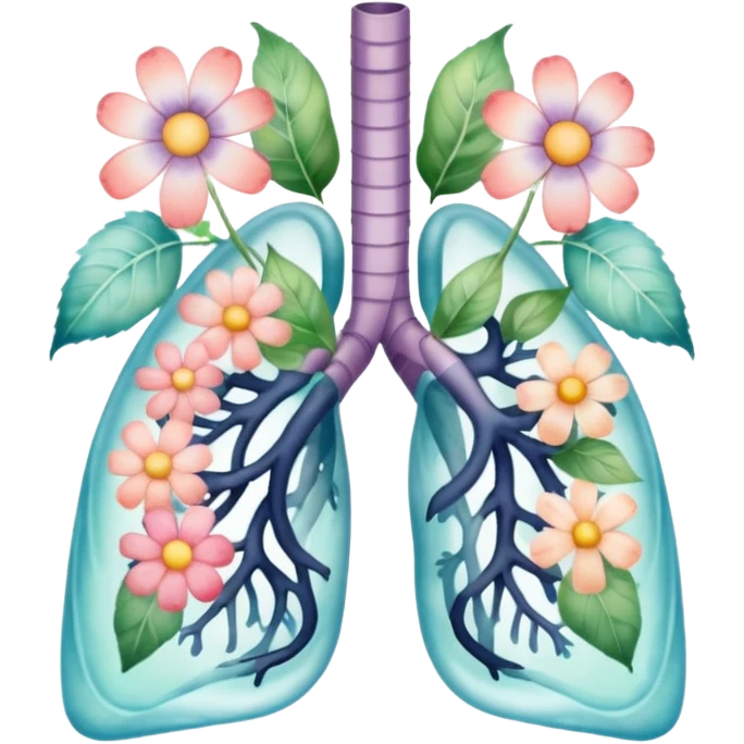 Pastel transparent anatomy lungs and flowers emoji