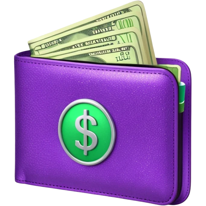 glitter purple wallet $ green symbol emoji
