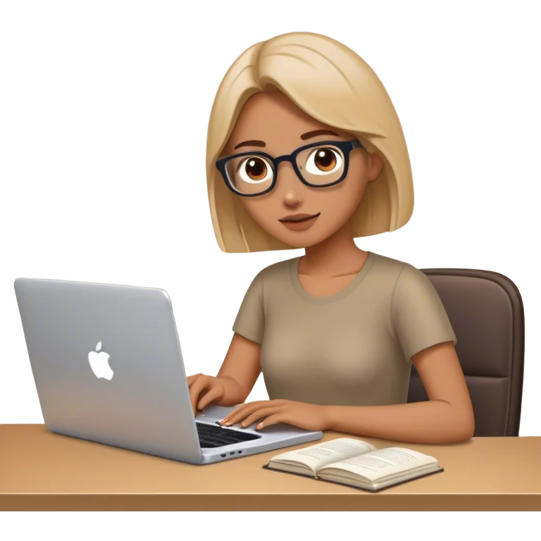 blogging as a form of content creation. should feature an open laptop or a tablet, with a visible blog post or article on the screen. The post should have headings, paragraphs and text to signify writing and publishing content. elements like a camera to suggest multimedia content. emoji