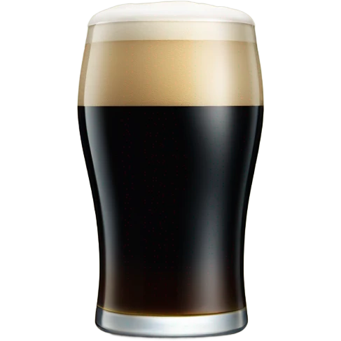 Half full glass of Guinness with the logo on the glass emoji