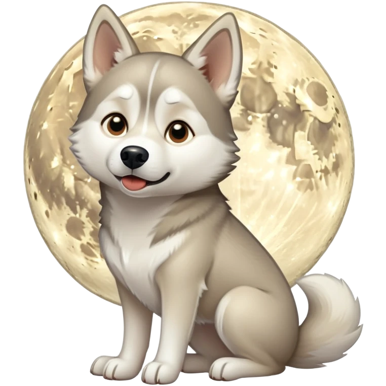 Beige husky  at moon emoji