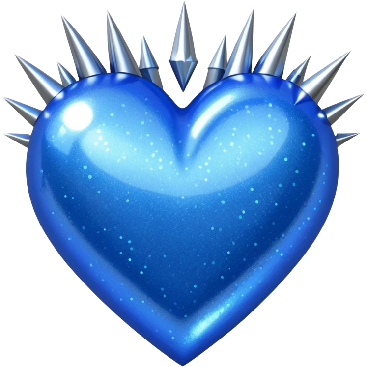 blue glittery heart with chrome spikes emoji