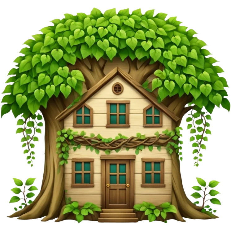 house covered by tree emoji