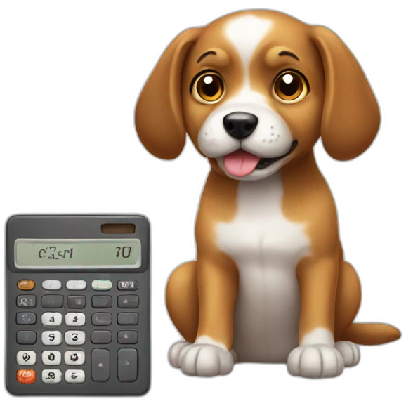 dog using calculator emoji