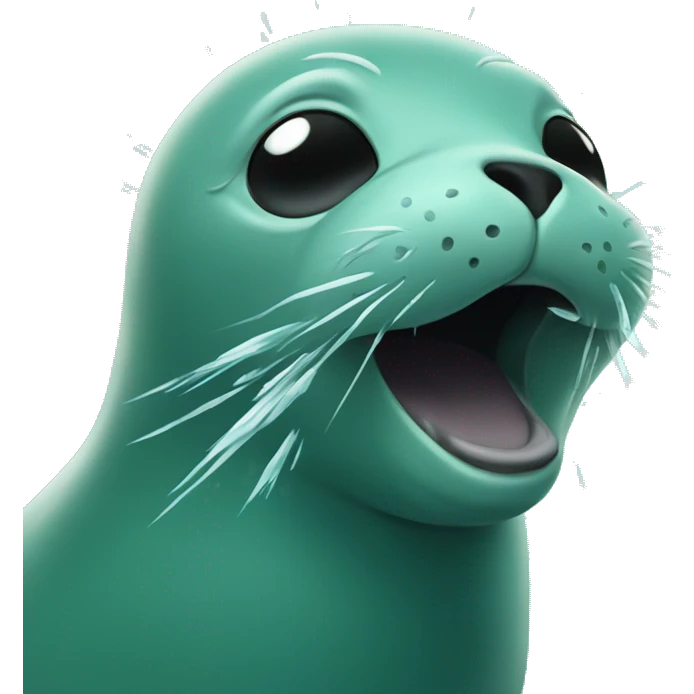 teal-coloured seal exploding head mind-blown amazed emoji
