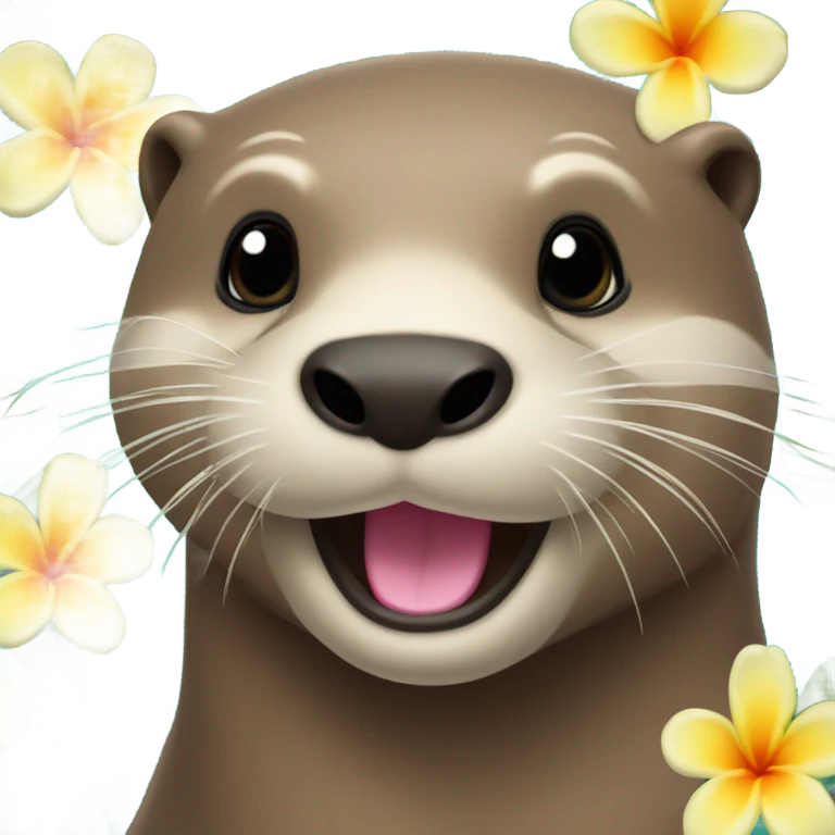 Otter with hawaian flower emoji