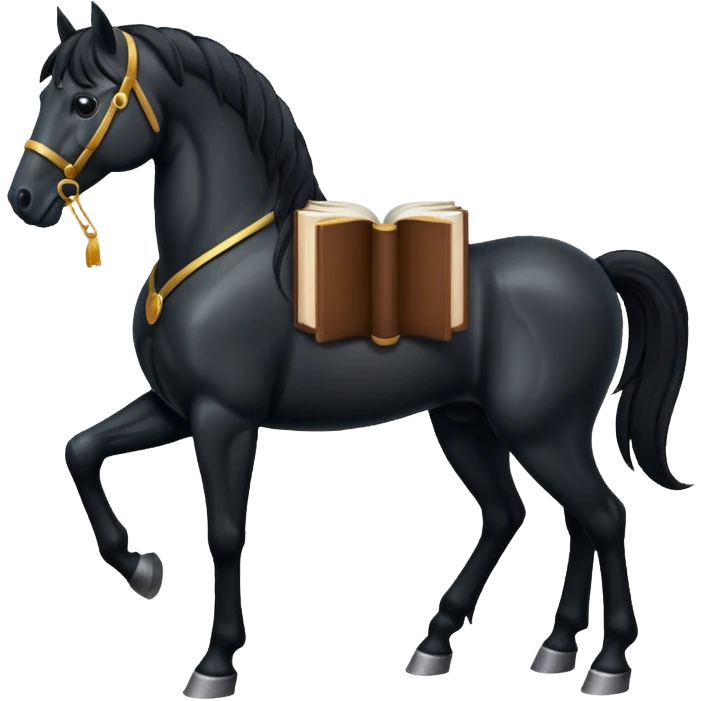black horse with book emoji