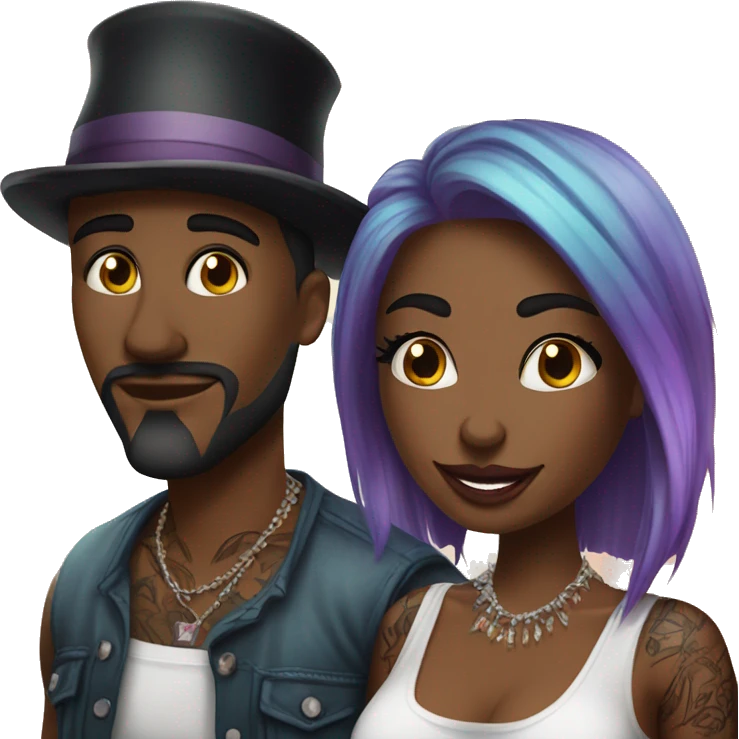 Romantic carnival date for beautiful tattooed couple emoji