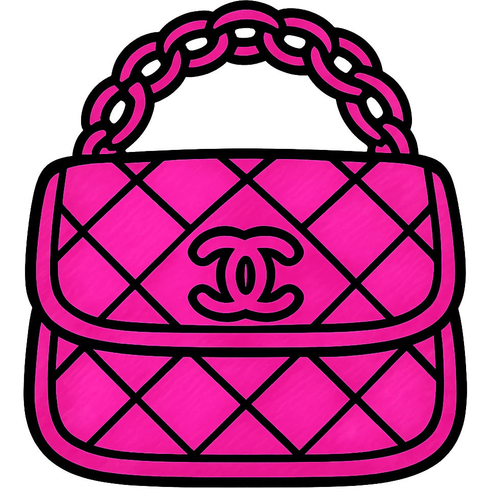 a pink Chanel purse, vibrant and eye-catching emoji