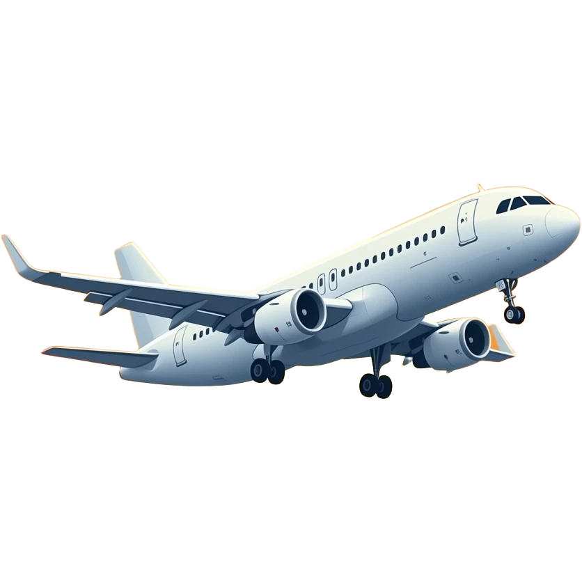 Simple plane take off with retro sunset background emoji