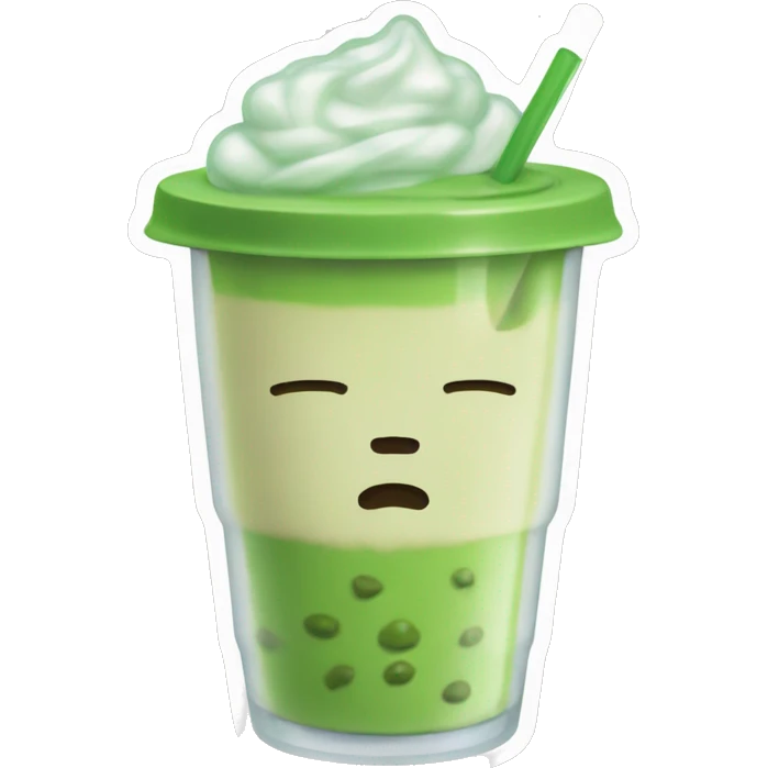 Iced Matcha latte sippy lid emoji