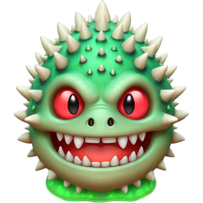 poisonous mushroom monster portrait, head and shoulders only, toxic green glow, scary grin, spiky mushroom head, 3D cartoon, mobile game icon style, clean background, no text, no watermark

 emoji