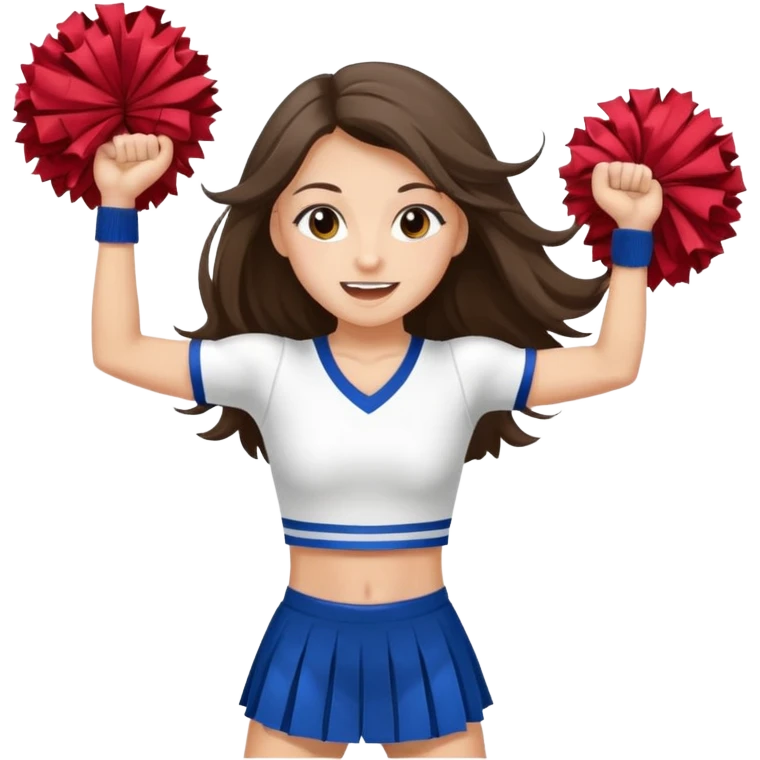skinny white happy long haired brunette girl cheerleader emoji