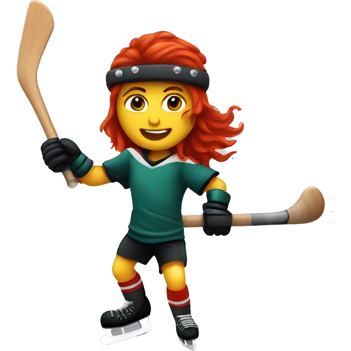Triton as a red head playing hockey emoji