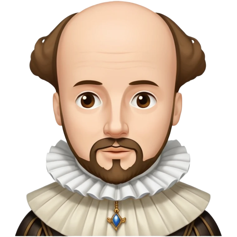 William Shakespeare portrait with elizabethan ruff collar and balding head with hair on sides emoji