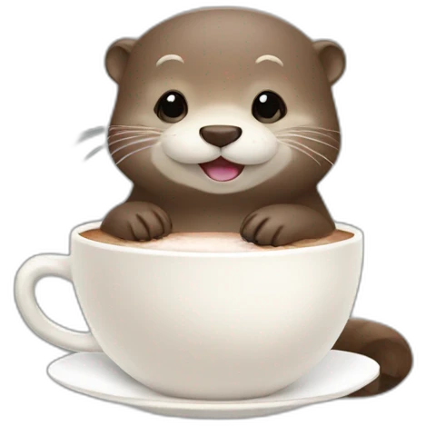 cute otter take a hot chocolate emoji
