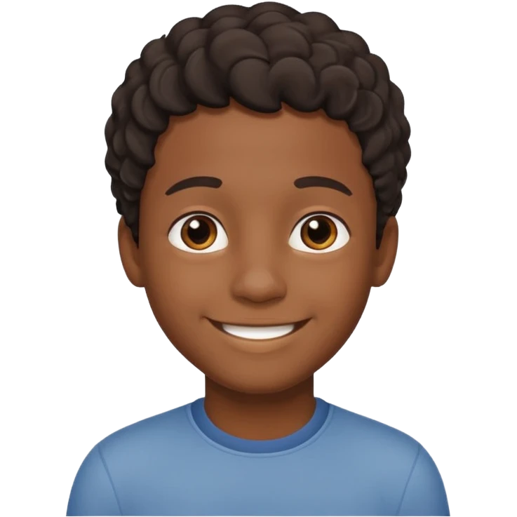 Black smiling boy indoors portrait Short wavy hair emoji