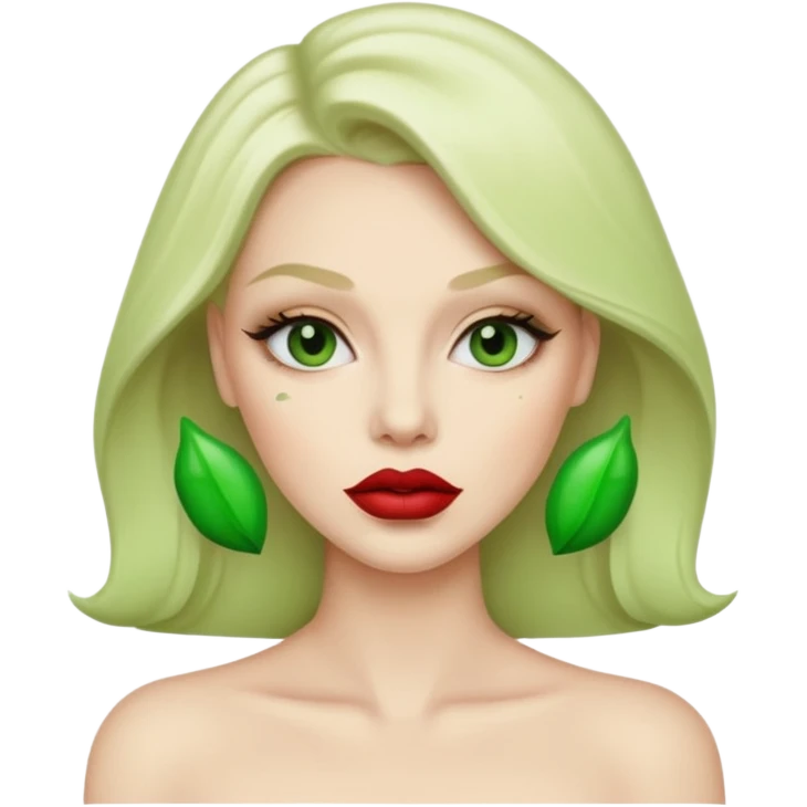 woman with green colored lips emoji